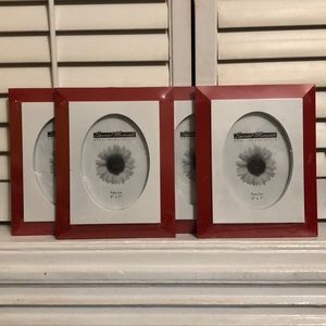 Four red and white frames, perfect for Valentines